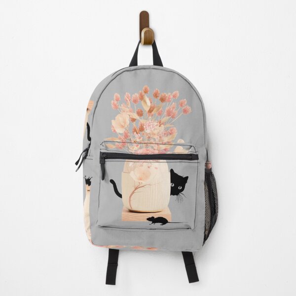 Item preview, Whimsical Pastel Floral with Playful Black Cat - Minimalist Art designed and sold by Thanatphak Tansakul.