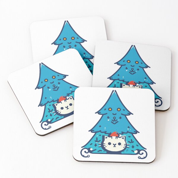 Item preview, Meowy Catmas - Cute Cat In A Blue Christmas Tree designed and sold by SorryFrog.