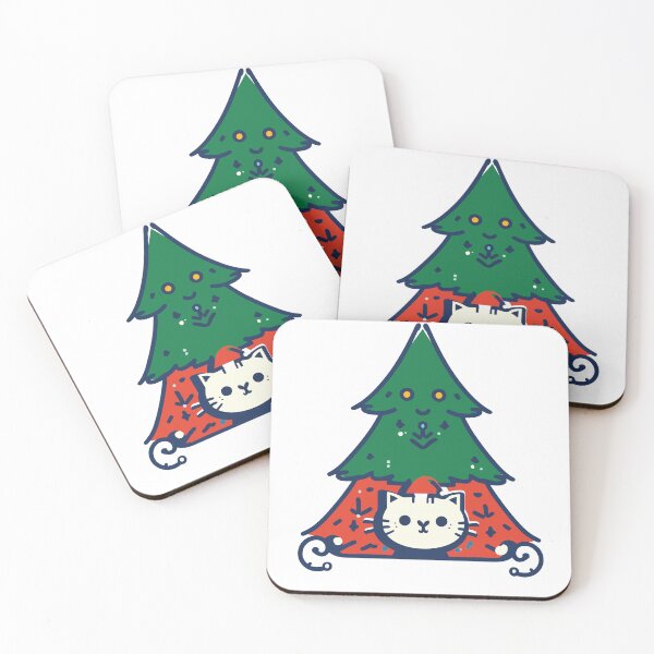 Item preview, Meowy Catmas - Cute Cat In A Green & Red Christmas Tree designed and sold by SorryFrog.