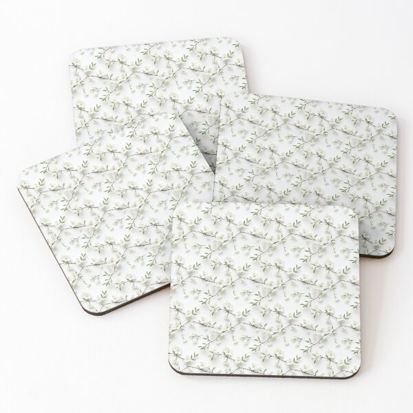 Item preview, Minimalist Green Cherry Blossom Branch Pattern designed and sold by BloomPattern.