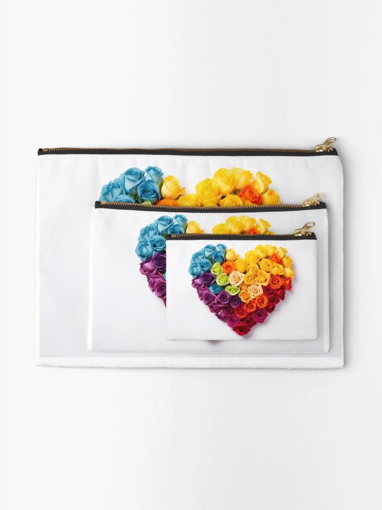 Thumbnail 2 of 4, Zipper Pouch, Colorful Roses Heart designed and sold by FireFXStudio.