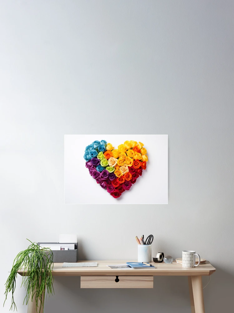 Thumbnail 2 of 3, Poster, Colorful Roses Heart designed and sold by FireFXStudio.