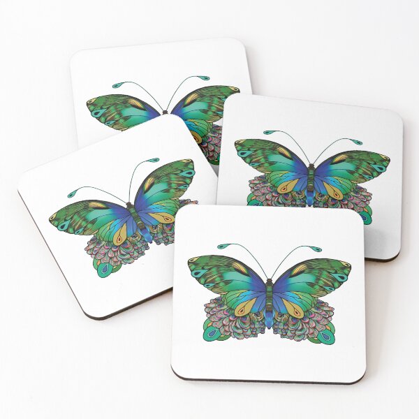 Item preview, Butterfly in Shades of Blue, Green and Yellow designed and sold by oksbprint.