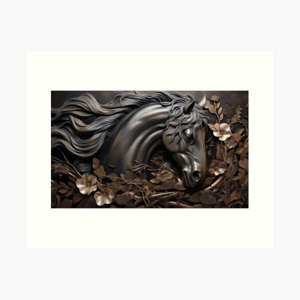 Item preview, Horse Head & Flowers Metal Mural designed and sold by narenz03.