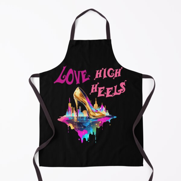 Item preview, Love gold high heels in front of a colorful city - love high heels designed and sold by WallGemsArt.