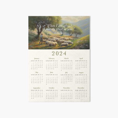 2024 Calendar (Sheep & Shepherd) Art Board Print