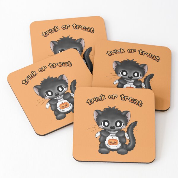 Item preview, cute black halloween cat trick or treat designed and sold by Pezi-Creation.