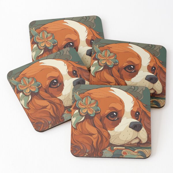 Item preview, Cavalier King Charles Spaniel art nouveau style designed and sold by PetsArt.