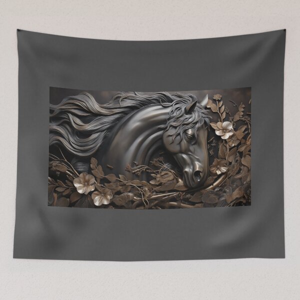 Item preview, Horse Head & Flowers Metal Mural designed and sold by narenz03.