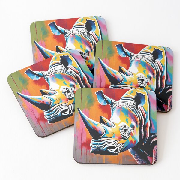 Item preview, Safari Animal Collection Colorful Rhino Painting designed and sold by Kmcantley.