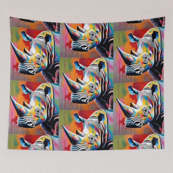 Item preview, Safari Animal Collection Colorful Rhino Painting designed and sold by Kmcantley.