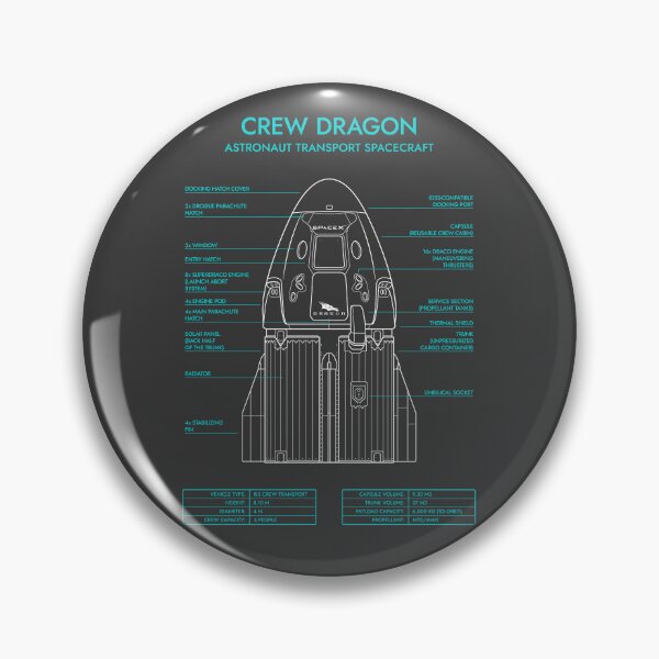 Artikelvorschau, Crew Dragon Spacecraft (Grey and Turquoise Blueprint) entworfen und verkauft von BGALAXY.