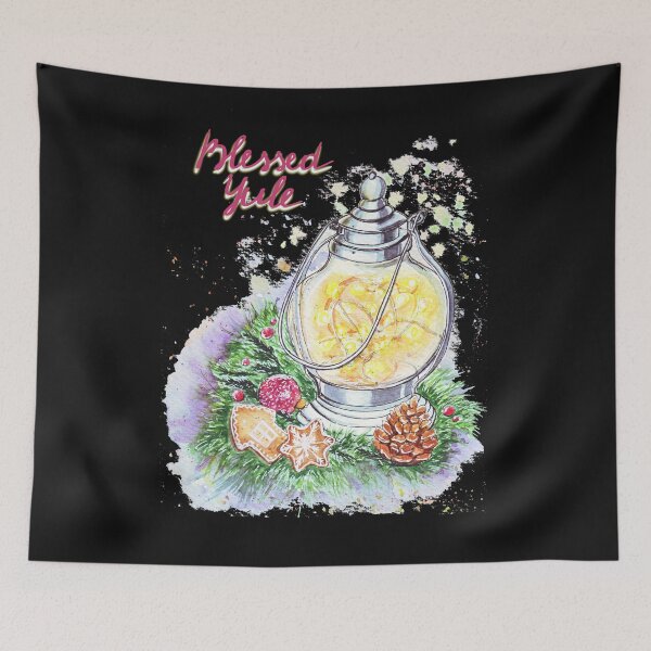 Item preview, Blessed Yule: Cozy Watercolor Lantern and Pine designed and sold by Wolshebnaja.