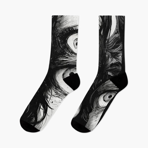 Item preview, Creepy manga Girl Scary Eyes Horror Halloween Frightening designed and sold by The Deep Studio.
