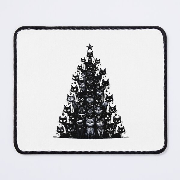 Item preview, Gothic Cat Pyramid Dark Festive Christmas Tree Illustration designed and sold by ElLocoMus.
