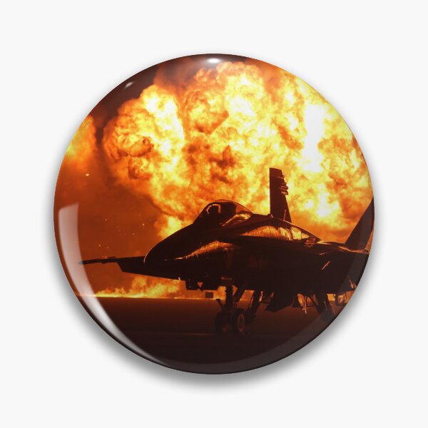 Item preview, STK109043M-Flames explode behind an F/A-18 Hornet. designed and sold by StocktrekImages.
