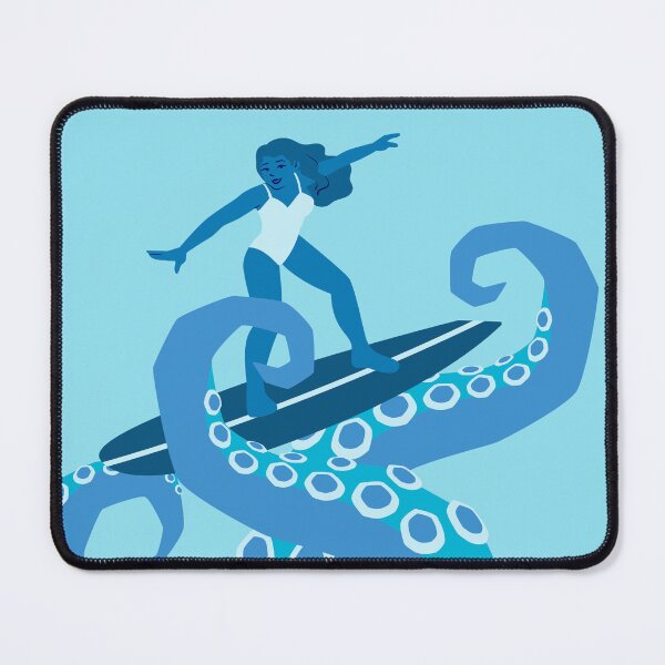 Item preview, Woman Surfing on Octopus Legs Ocean Vibes designed and sold by Shaka-Surf-Tees.