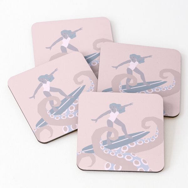 Item preview, Woman Surfing on Octopus Legs Ocean Vibes designed and sold by Shaka-Surf-Tees.