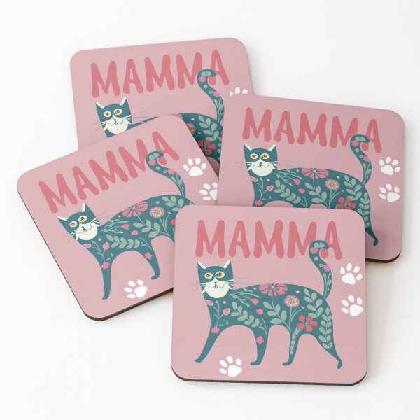 Item preview, Cat Mamma Feline Floral Print in Pinks designed and sold by OByD.