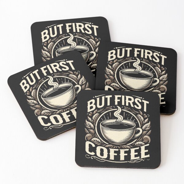Item preview, But First Coffee Caffeine Addict Vintage Style designed and sold by SchlossInspire.