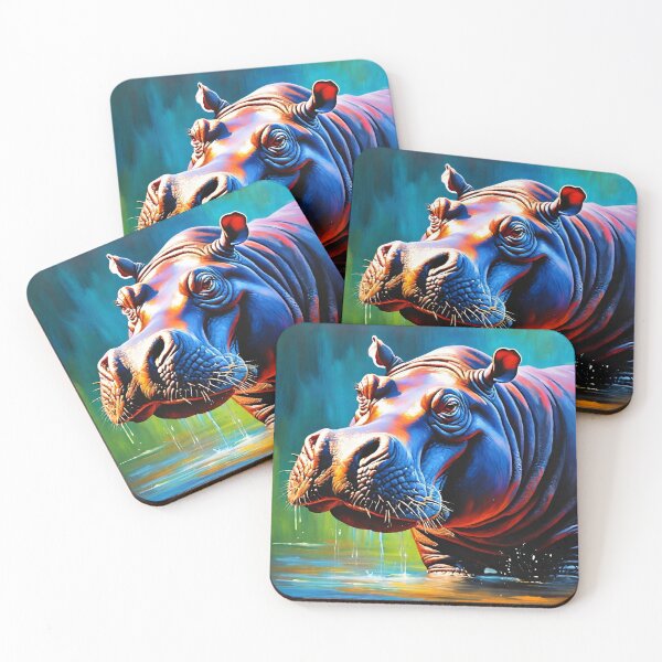 Item preview, Safari Animal Collection Colorful Hippo Painting designed and sold by Kmcantley.