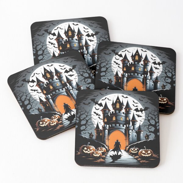 Item preview, Dark Castle Warlock Halloween Vector Art (Warlock, Jack-O'-Lantern, Dark Castle, Bats, Full Moon) designed and sold by CreatureHouse95.