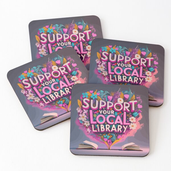 Item preview, Support Your Local Library Colorful Flowers Pink Purple Smoke With Heart designed and sold by sadedream.
