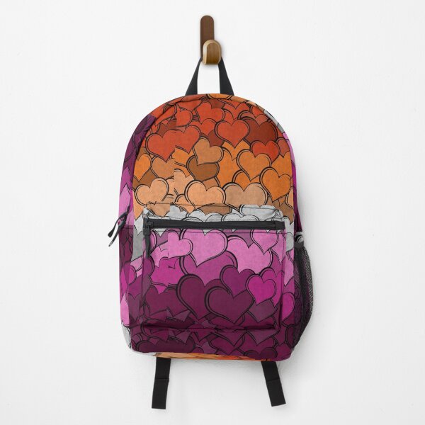 Item preview, Overlapping Hearts in the colors of the Lesbian Pride Flag designed and sold by LiveLoudGraphic.