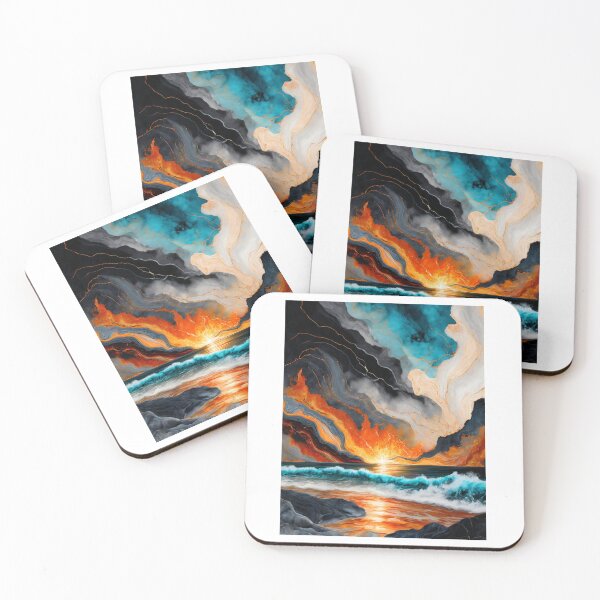 Item preview, Ocean Skyline Marble Abstract Artwork |Wall Art designed and sold by Merakiartshop.