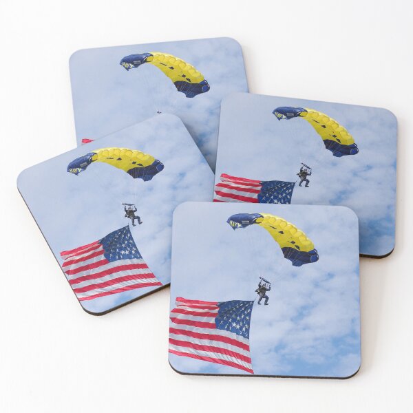 Item preview, STK108999M-The U.S. Navy parachute demonstration team, the Leap Frogs, comes in for a landing. designed and sold by StocktrekImages.