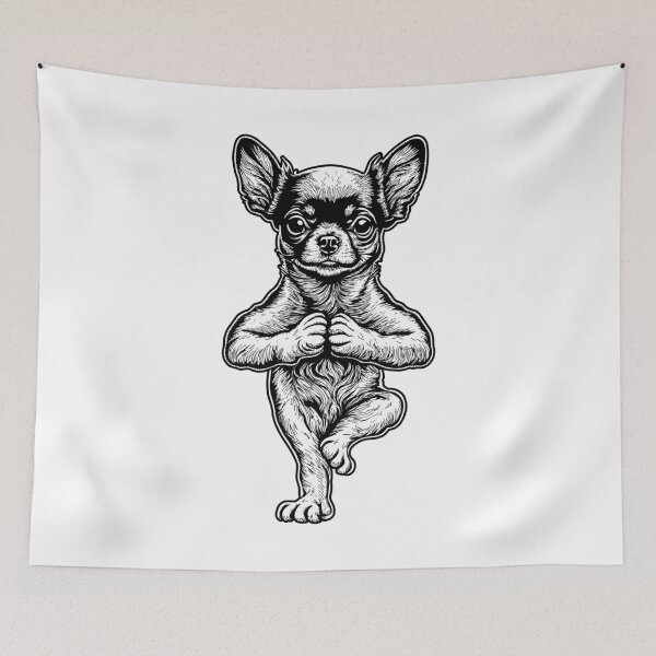 Aperçu de l'œuvre Chihuahua Yoga Chien Chiot Chiens drôles Asana Tree Pose créée et vendue par GrandeDuc.