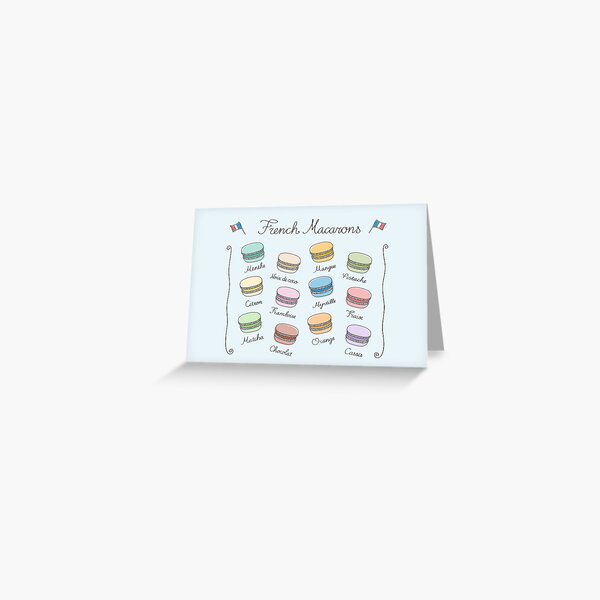 French Macarons Pattern on Light Blue Greeting Card