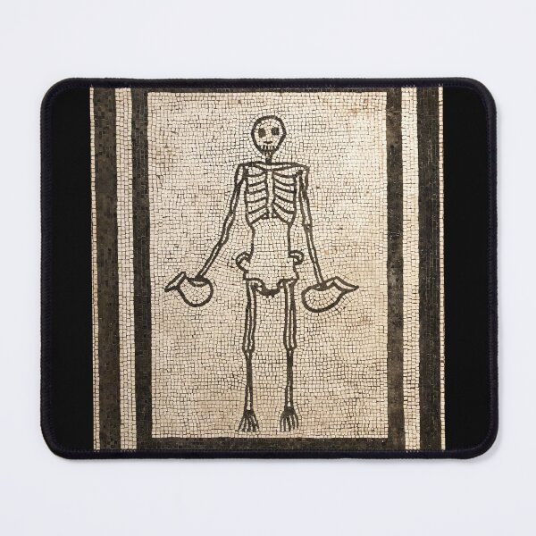 Item preview, Roman mosaic from Pompeii showing a grinning skeleton holding wine jugs designed and sold by OptimoPrincipi Roman Coins.
