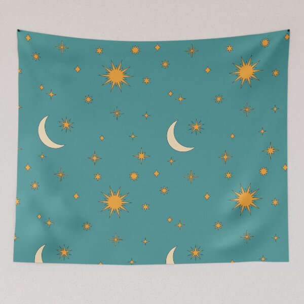 Item preview, Retro Celestial Pattern 01 - Turquoise designed and sold by Megs Lang.
