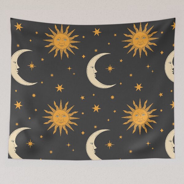Item preview, Retro Celestial Pattern 02 - Black designed and sold by Megs Lang.