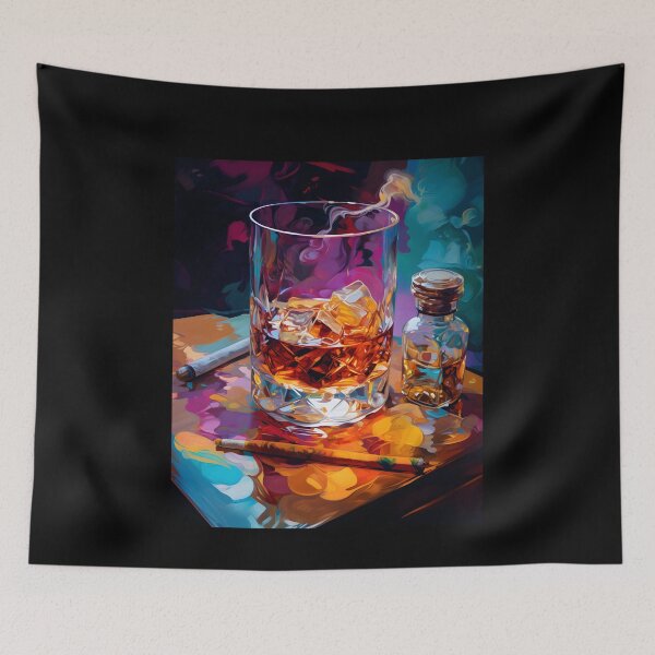 Artikelvorschau, Ausdrucksstarke Pinselstriche und surreale Harmonie in der abstrakten Whisky-Kunst entworfen und verkauft von OlfactoART Studio.