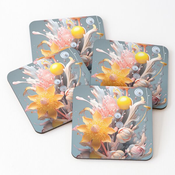 Item preview, Flower glass sculpture - 3D render in pastel colors designed and sold by PoppinArtFox.