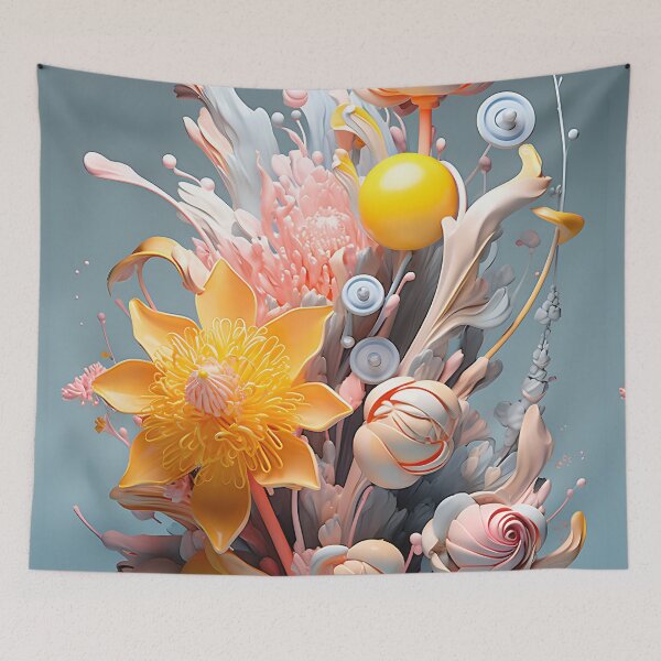 Item preview, Flower glass sculpture - 3D render in pastel colors designed and sold by PoppinArtFox.
