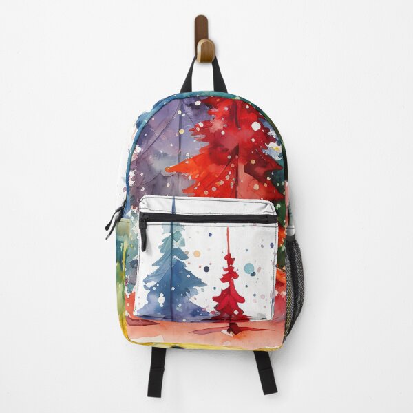 Item preview, Winter wonderland Whimsical colorful Christmas trees art designed and sold by Inktown.