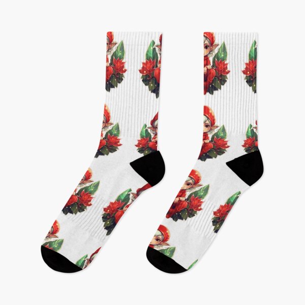 Item preview, Elf sitting amidst Poinsettia flowers designed and sold by AI-Only Creations.