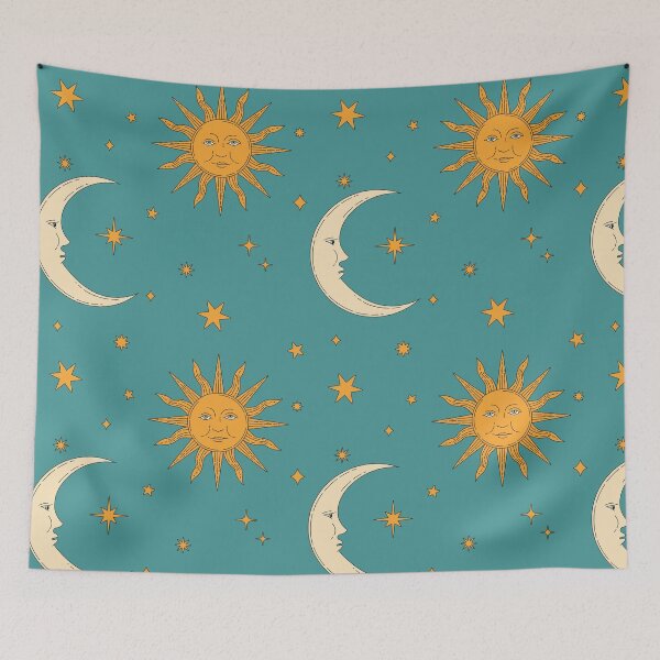 Item preview, Retro Celestial Pattern 02 - Turquoise designed and sold by Megs Lang.