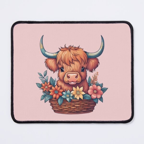 Item preview, Scottish Highland cow inside floral basket designed and sold by Nolan6.