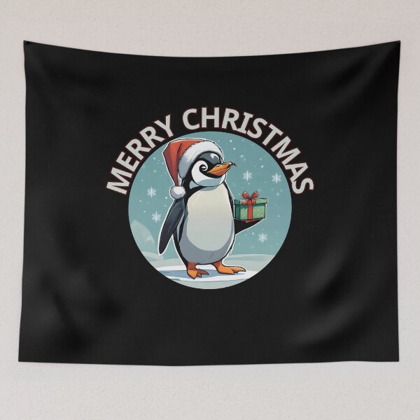Item preview, Festive Penguin with Gift: Christmas Joy designed and sold by ChicTrendz.