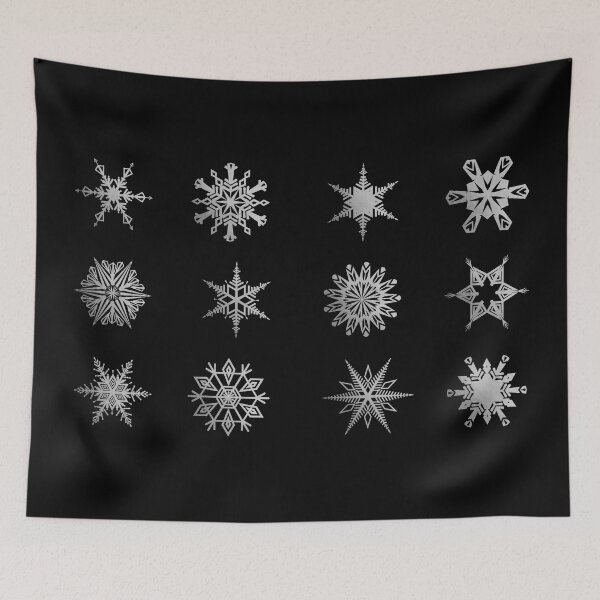 Item preview, 12 geometric snowflakes in black and light grey designed and sold by blursbyai.