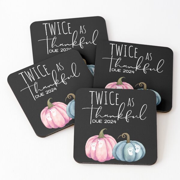 Item preview, Twice As Thankful Thanksgiving Pregnancy Twins Due 2024 designed and sold by theSYD.