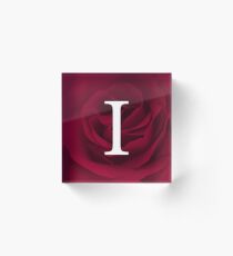 Burgundy Rose Monogram I Acrylic Block