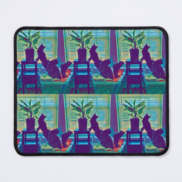 Item preview, 3 Cats silhouetted by window with banana tree designed and sold by EmevoliProducts.