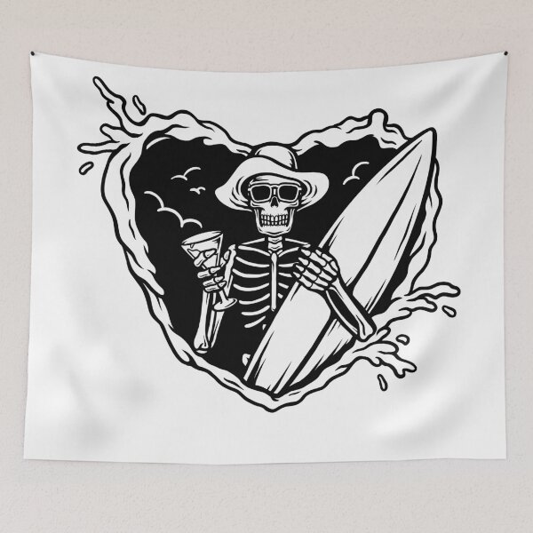 Item preview, heart skeleton surfer dude designed and sold by soulsurferart.