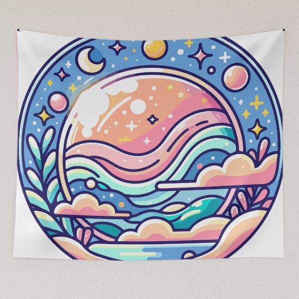 Item preview, Celestial Dreamscape: Planets, Stars, and Ethereal Waves designed and sold by OniumEth.