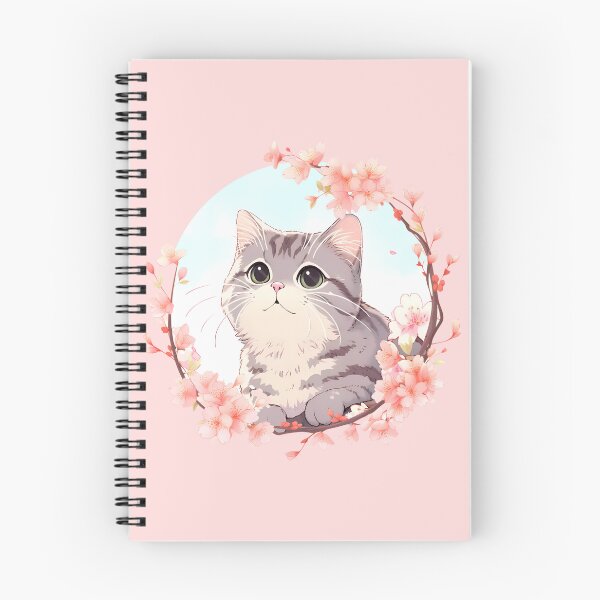 Aperçu de l'œuvre Chat tigré gris fleur de cerisier anime créée et vendue par BadLuckByDesign.